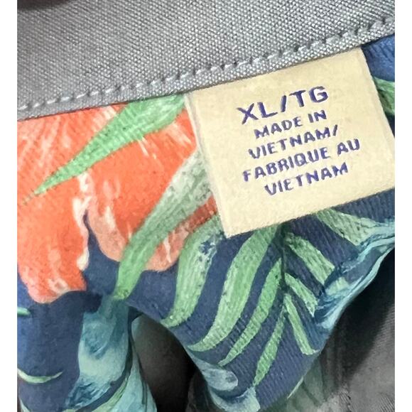 Tommy Bahama Blue Green Hawaiian Tropical Silk Rayon SS Button Up Shirt XL - Picture 5 of 6